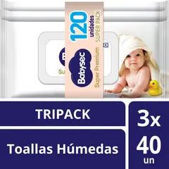 BABYSEC - Toallitas Húmedas Súper Premium Aqua Empaque 120 Und