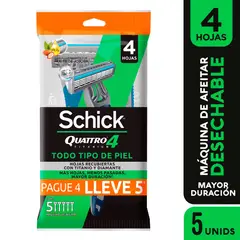 SCHICK - Máquina de Afeitar Quattro Titanium Pack 5 Und