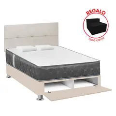 FORLI - Dormitorio Sabanera Beige Jallpa 2 Plazas + Sofa Cama
