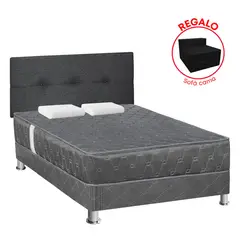 FORLI - Dormitorio Jallpa Gris 2 Plazas + Sofa Cama