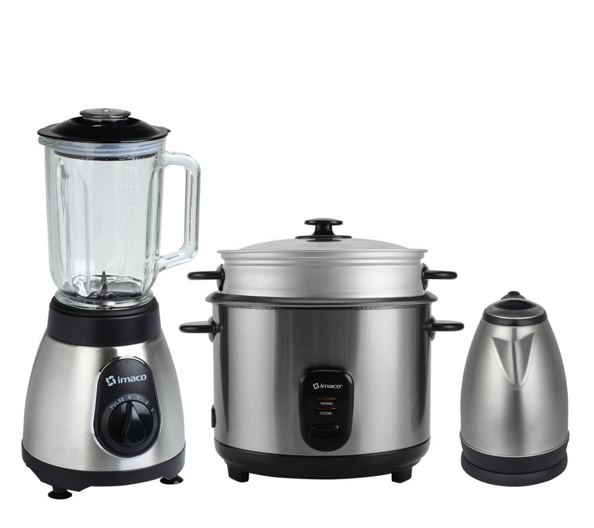 Combo Acero Licuadora Olla Arrocera y Hervidor