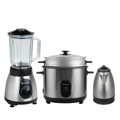 IMACO - Combo Acero Licuadora Olla Arrocera y Hervidor