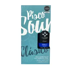 CUATRO GALLOS - Pisco Quebranta 700 mL + Waskka Limón + Shaker