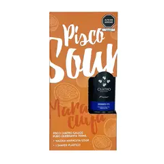 CUATRO GALLOS - Pisco Quebranta 700 mL + Waskka Maracuyá + Shaker