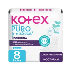 KOTEX - Toallas Higiénicas Puro Natural Nocturna Empaque 8 Und