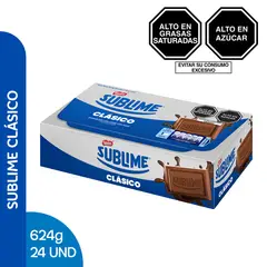 SUBLIME - Chocolate Tableta Clásico con Leche Display 24 Und