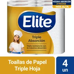 ELITE - Papel Toalla Triple Absorción Empaque 4 Und