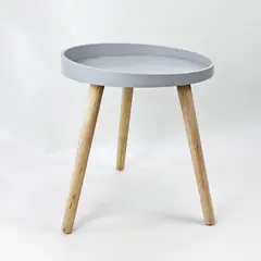 CASA JOVEN - Mesa Lateral Circular Gris 38 x 38 x 43Cm