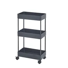 CASA JOVEN - Carrito Organizador Con Ruedas Negro 22 X 40 X 72 Cm