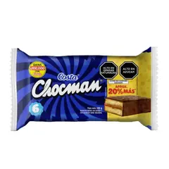 COSTA - Bizcocho Chocman Relleno de Manjar Empaque 6 Und