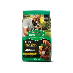 DOG CHOW - Alimento Seco Perros Adultos Alta Proteína Carne Huevo Bolsa 2 Kg