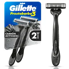 GILLETTE - Máquina de Afeitar Prestobarba 3 Carbono Empaque 2 Und