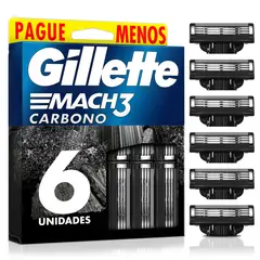 GILLETTE - Cartucho de Afeitar Mach3 Carbono Caja 6 Und