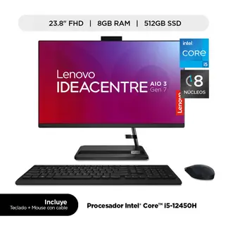 LENOVO - All in One IdeaCentre AIO 3i Intel Core i5-12450H 8GB RAM 512GB SSD 23.8" FHD