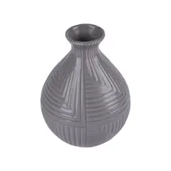 CASA JOVEN - Maceta Ovalada Líneas Gris 15 cm