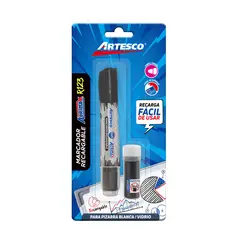 ARTESCO - Plumón Para Pizarra Recargable Negro Acrimax R123 + Cartucho Repuesto