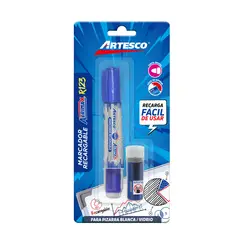ARTESCO - Plumón Para Pizarra Recargable Azul Acrimax R123 + Cartucho Repuesto