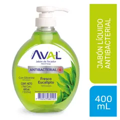 AVAL - Jabón Líquido Antibacterial Fresco Eucalipto Envase 400 mL