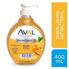 AVAL - Jabón Líquido Antibacterial Pasión Cítrica Envase 400 mL