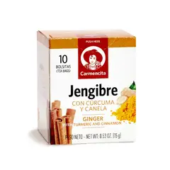 CARMENCITA - Infusión de Jengibre Cúrcuma y Canela Caja 10 Und