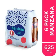SAN LUIS - Agua Con Gas Manzana Sixpack Botella 625 mL