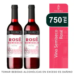 TACAMA - Vino Rosé Semi Seco Pack 2 Botellas 750 mL