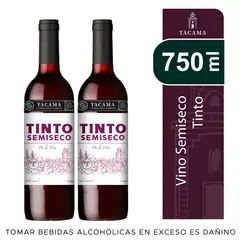 TACAMA - Vino Tinto Semi Seco Pack 2 Botellas 750 mL