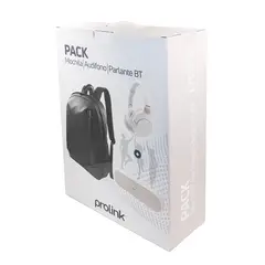 PROLINK - Pack Laptop 3 en 1 Blanco Mochila, Audífonos y Parlante