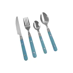 PRECIO UNO - Juego de Cubiertos Mango Turquesa 16 Piezas