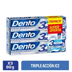 Dento - Crema Dental Acción Ice Caja 3 Und