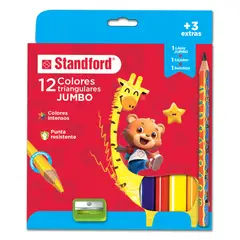 GENERICO - Colores Standford Triangulares Jumbo Caja 12 Und + Tajador