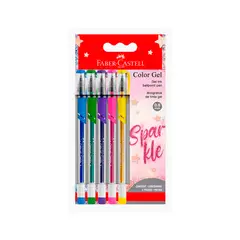 FABER CASTELL - Lapiceros Color Gel Sparkle Empaque 5 Und