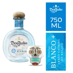 DON JULIO - Tequila Blanco 750 mL + Vaso Catrina