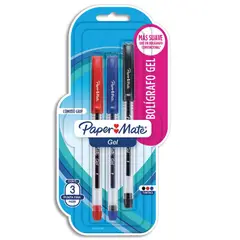 PAPER MATE - Lapiceros Gel Basic Con Grip Empaque 3 Und