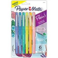 PAPER MATE - Plumones Flair Aroma Natural Punta Media Blíster 6 Und