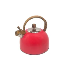 CASA JOVEN - Tetera Acero Inoxidable Look Madera Rojo 3 L