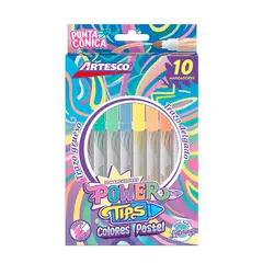 ARTESCO - Plumones Power Tips Color Pastel Empaque 10 Und