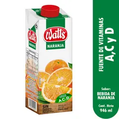 WATTS - Bebida Naranja Caja 946 mL