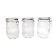 CASA JOVEN - Set Canisters Vidrio Modern 3 Piezas 1000 mL