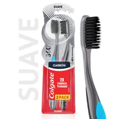 COLGATE - Cepillo Dental Suave 360° Carbon Empaque 2 Und