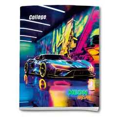 COLLEGE - Cuaderno Deluxe Rayado Neon Cars 80 Hojas