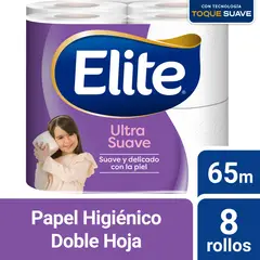 ELITE - Papel Higienico Ultra Suave Doble Hoja Pack 8 Unidades