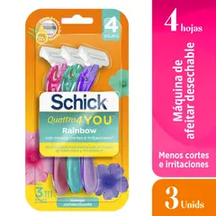 SCHICK - Máquina de Afeitar Shick Quattro You Rainbow Pack 3 Und