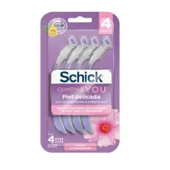 SCHICK - Máquina De Afeitar Femenina Quattro 4 You Piel Delicada Pack 4 Und