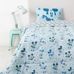 DISNEY - Edredón Infantil Mickey Celeste 1.5 Plaza