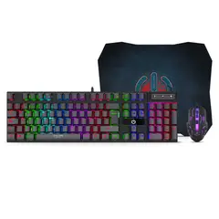 ENKORE - Kit Gamer Teclado Mouse Pad Gamer