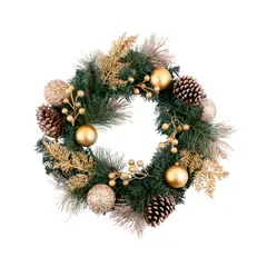 CASA JOVEN - Corona 45cm Dorada con Flores