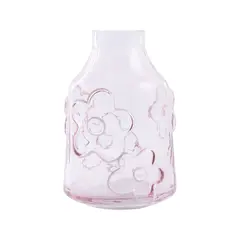 CASA JOVEN - Florero Vidrio Rosado Flores Hello Spring