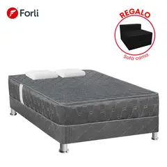 FORLI - Cama Americana Acqua Gris 2 Plazas + Sofá Cama