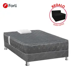 FORLI - Cama Americana Acqua Gris 1.5 Plazas + Sofá Cama